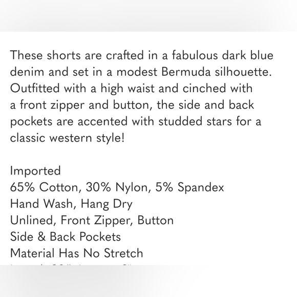 NWT Unique Vintage western Bermuda dark denim shorts with star details US XL 14 - Picture 5 of 6